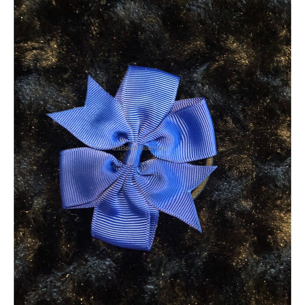 Navy 3" Pinwheel Bow Ponytail  PO2702  Handmade NWT Boutique